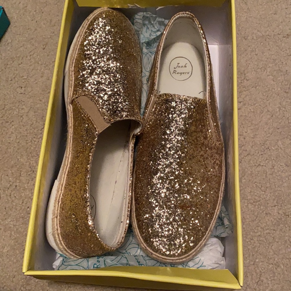Jack Rogers size 11 Gold Glitter Tuckers